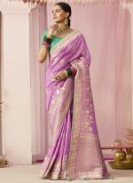 Dola Silk Pink Wedding Wear Weaving Saree